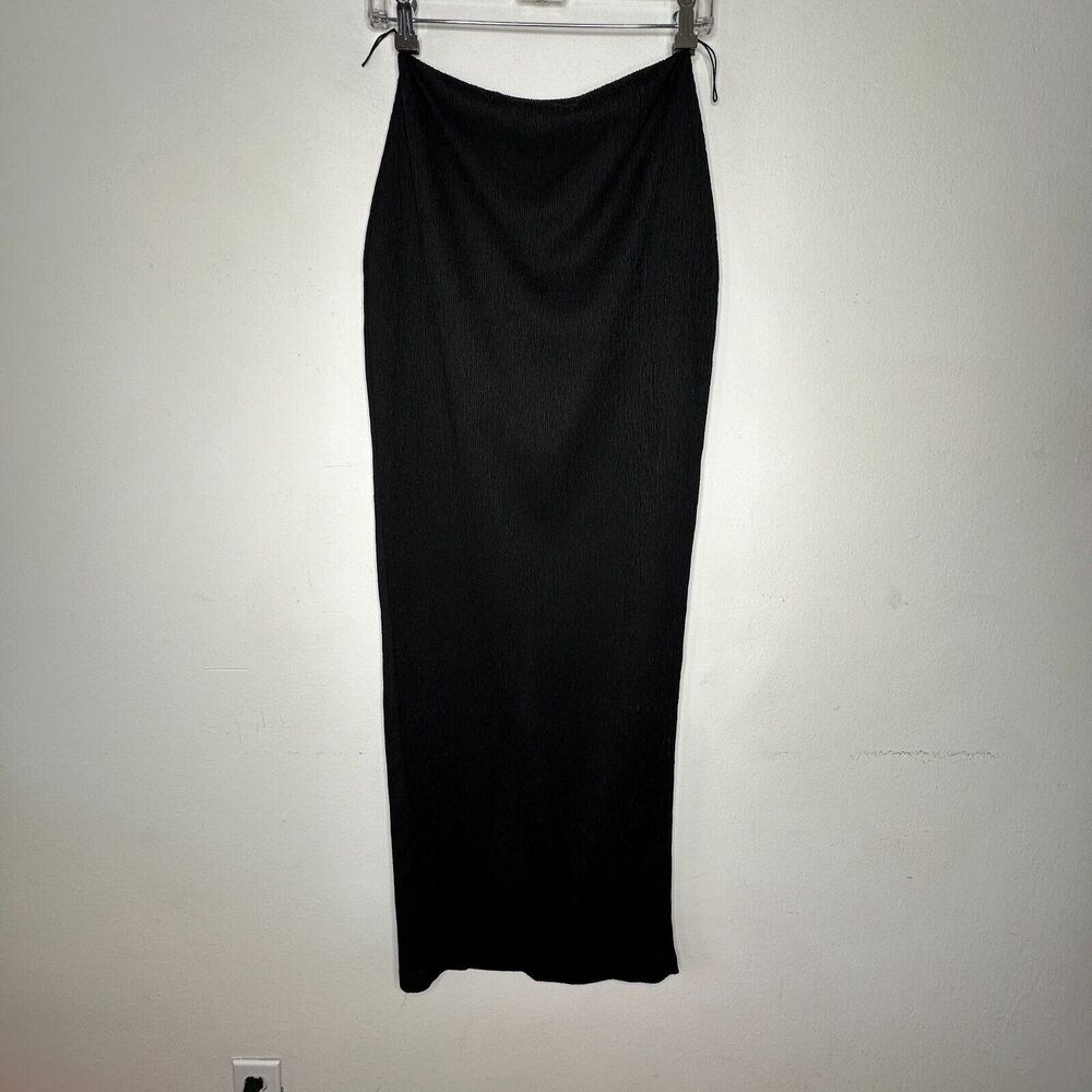 NWT Rumer Black High Waist Pencil Tucker Maxi Elastic Back Slit S